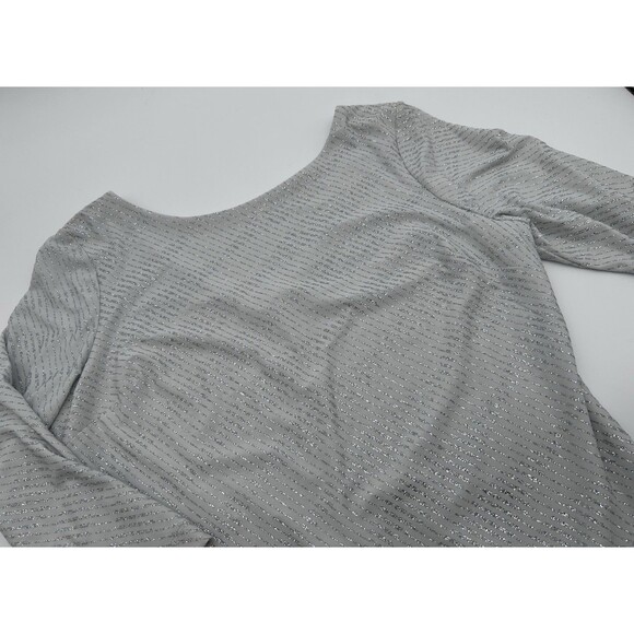 Calvin Klein Silver Sparkle Sheath Dress 3/4 Sleeve Formal Boat Neck Women’s 12 - Picture 12 of 12